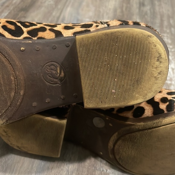 Lucky Brand Leopard Print Boots Real Hair Booties Mobwife - Picture 11 of 12